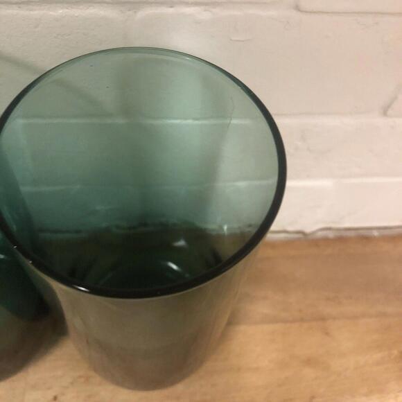 3 Metropolitan Libbey Juniper Emerald Green 18oz Water Tea 4 Glass Tumblers Vtg - Picture 4 of 6